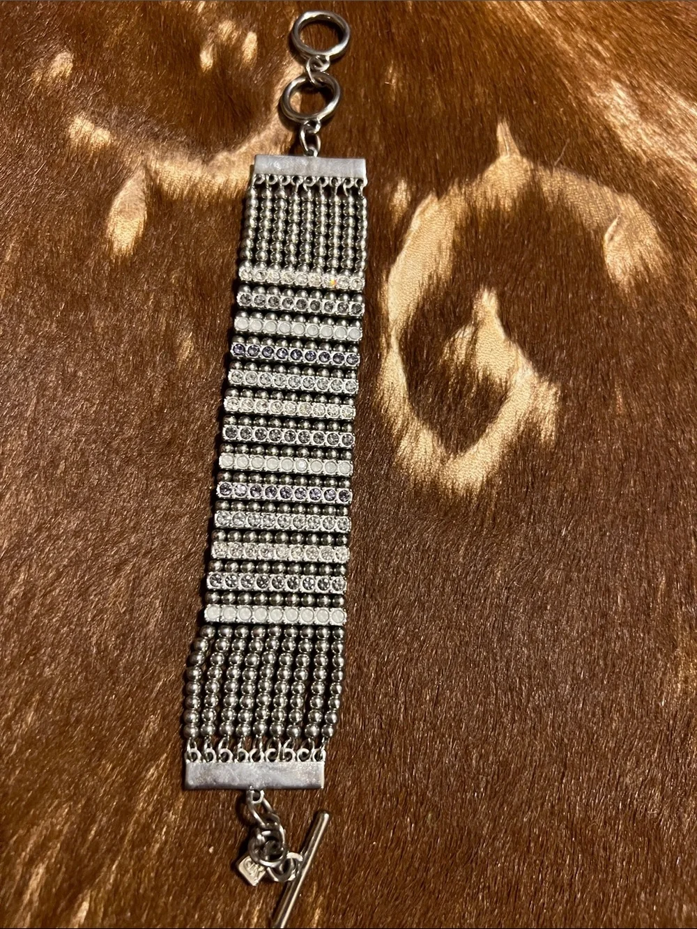 Women’s Silver-Tone Bracelet and Light Blue Woven Bracelet Set